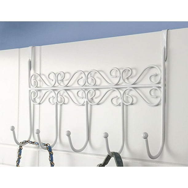 5 Hooks Metal Over The Door Hook Rack Hanger Coat Towel Clothes Hat Bag US